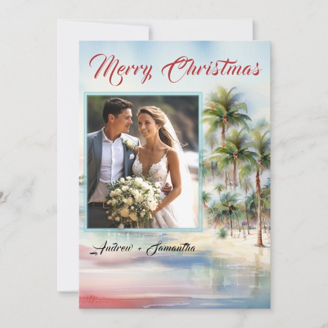 Personalized Photo Beach Christmas cards (Front)