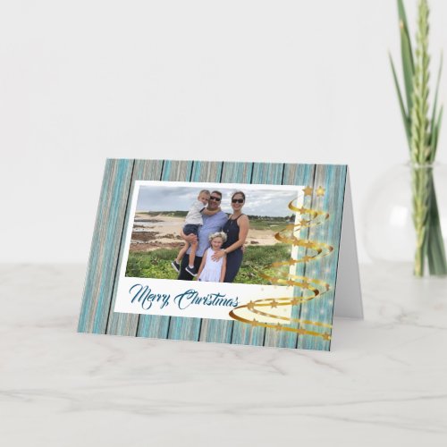 Personalized Photo Beach Christmas Greeting Card