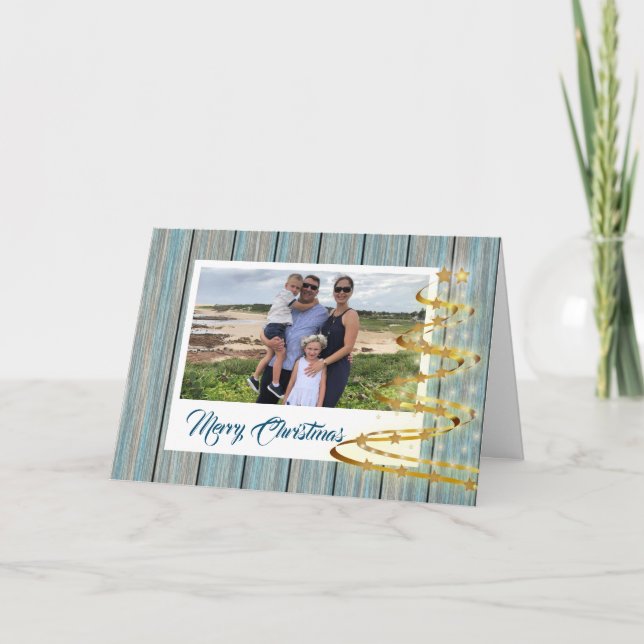 Personalized Photo Beach Christmas Greeting Card (Front)