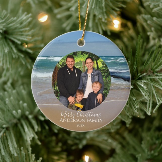 Personalized Photo Beach Christmas Ornament (Tree)