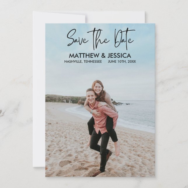 Personalized Photo Beach Wedding Save the Date (Front)