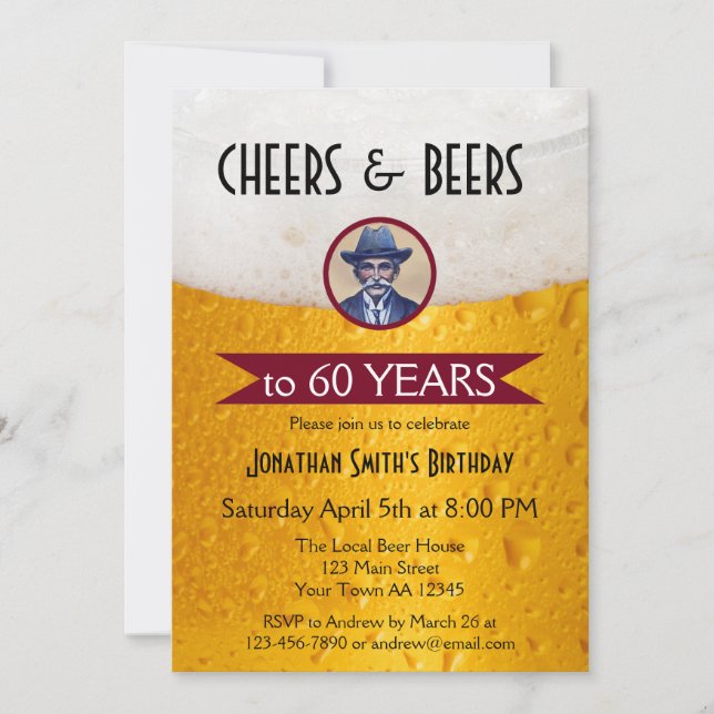 Personalized Photo Beer Birthday Party Invitation (Front)