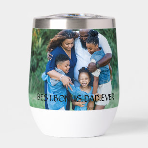 Personalized Photo Best Bonus Dad Ever Thermal Wine Tumbler