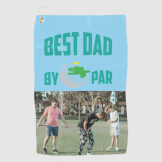 Personalized Photo Best Dad By Par Golf Towel