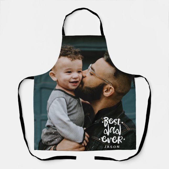  Personalized Photo Best Dad Ever Name Overlay  Apron (Front)