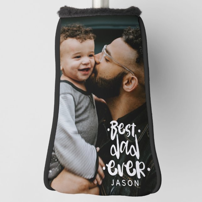  Personalized Photo Best Dad Ever Name Overlay  Golf Head Cover (Rotate 90)
