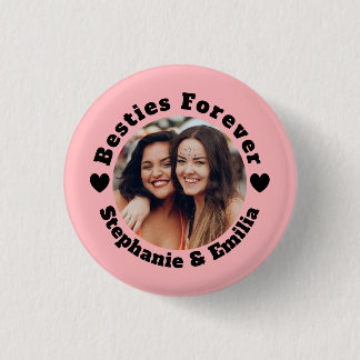Personalized photo best friends BFF pink Button