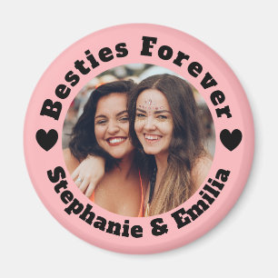 Personalized photo best friends BFF pink Magnet