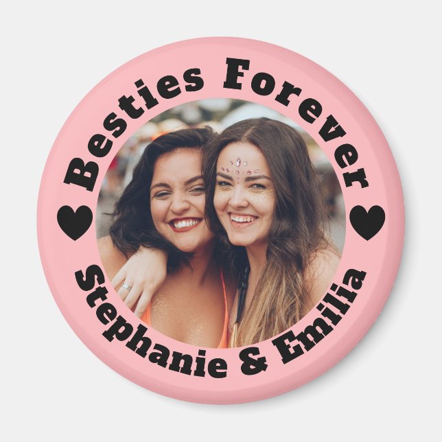Personalized photo best friends BFF pink Magnet (Front)