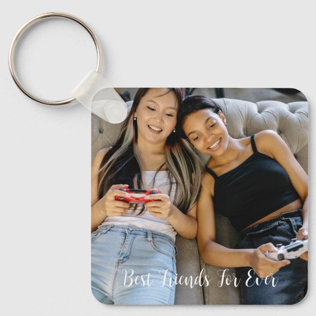 Personalized Photo Best Friends Forever Custom Keychain (Front)