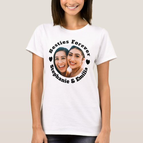 Personalized photo best friends T_shirt Black