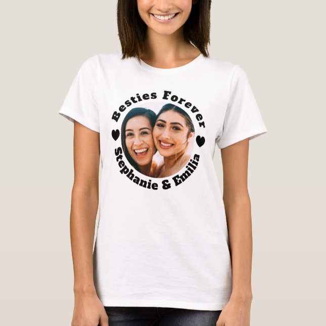 Personalized photo best friends T-shirt (Black) (Front)