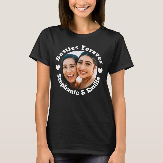 Personalized photo best friends T-shirt  (White) (Front)