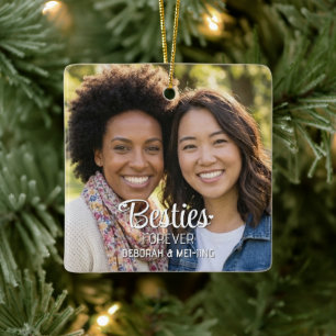 Personalized Photo BESTIES Best Friends Ceramic Ornament