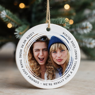 Personalized Photo Besties Small Gang Ceramic Ornament