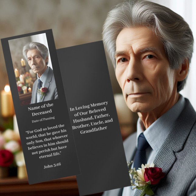 Personalized Photo, Bible Verse Funeral Memorial Bookmarks (Keepsake Funeral Memorial  Bookmark with Photo )