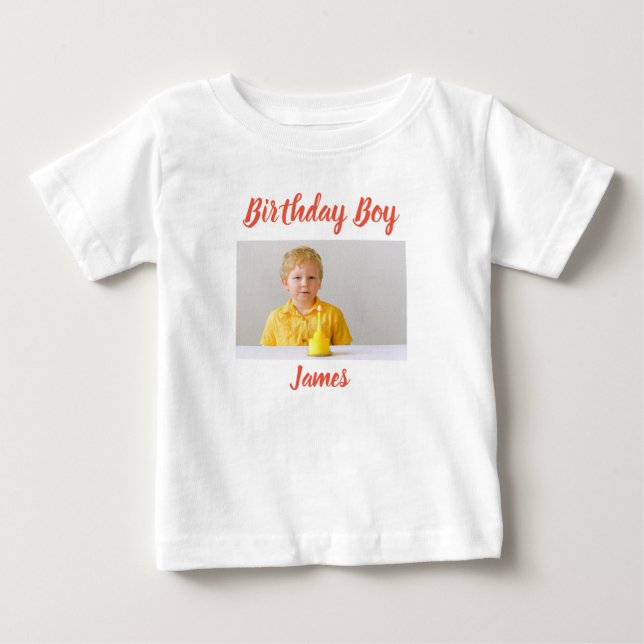 Personalized Photo Birthday Boy Baby Baby T-Shirt (Front)