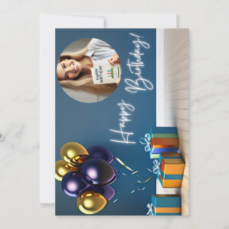 Personalized Photo Birthday Card - Balloons & Gift