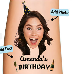 Personalized Photo Birthday Custom Face & Name  Temporary Tattoos