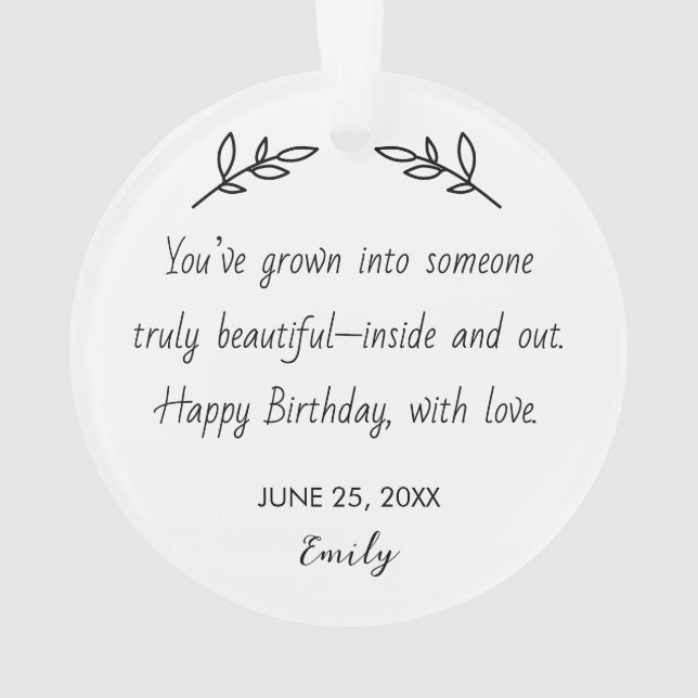 Personalized Photo & Birthday Message Ornament (Back)