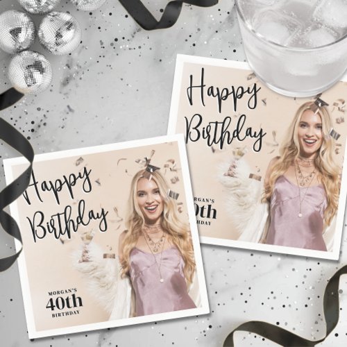 Personalized Photo Birthday Party Napkins