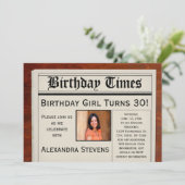 Personalized Photo Birthday Party Newspaper Invitation (Standing Front)