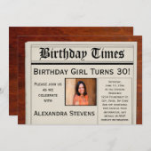 Personalized Photo Birthday Party Newspaper Invitation (Front/Back)