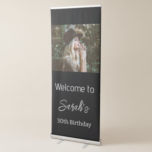 Personalized Photo Birthday Party Script Welcome  Retractable Banner