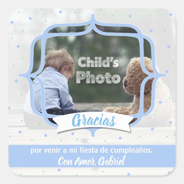 Personalized Photo Birthday Stickers (Front)