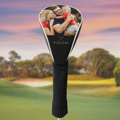 Personalized Photo Black And Gold Golf Clubs Golf Head Cover
