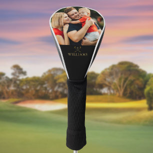 Personalized Photo Black And Gold Golf Clubs Head Cover