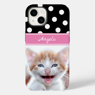 Personalized Photo Black and White Polka Dot Case-Mate iPhone 14 Case