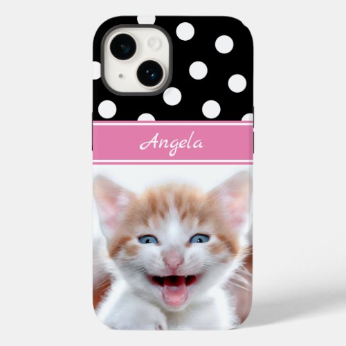 Personalized Photo Black and White Polka Dot Case_Mate iPhone 14 Case