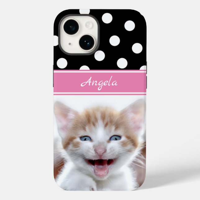 Personalized Photo Black and White Polka Dot Case-Mate iPhone Case (Back)