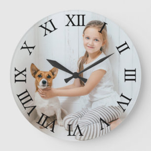 Personalized Photo Black Roman Numbers Large Clock