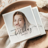 Personalized Photo Black Script 21st Birthday