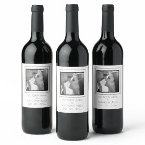 Personalized  Photo Black Wine Label
