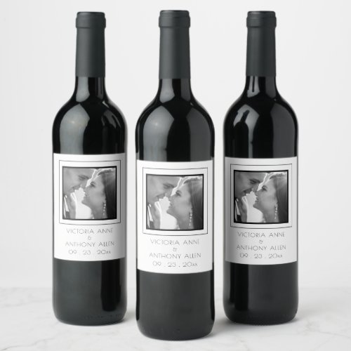 Personalized  Photo Black Wine Label