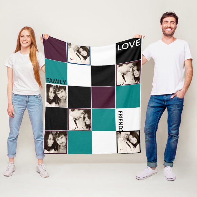 Personalized PHOTO Blanket Aubergine Turquoise (In Situ)