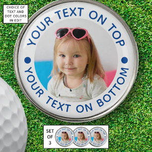 Personalized Photo Blue Custom Text Color Golf Ball Marker