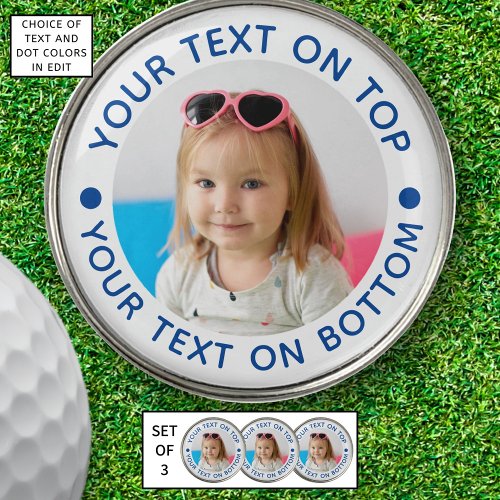 Personalized Photo Blue Custom Text Color Golf Ball Marker