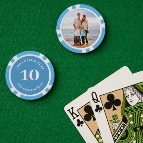 Personalized Photo Blue Numbered 10 Game Poker Chips