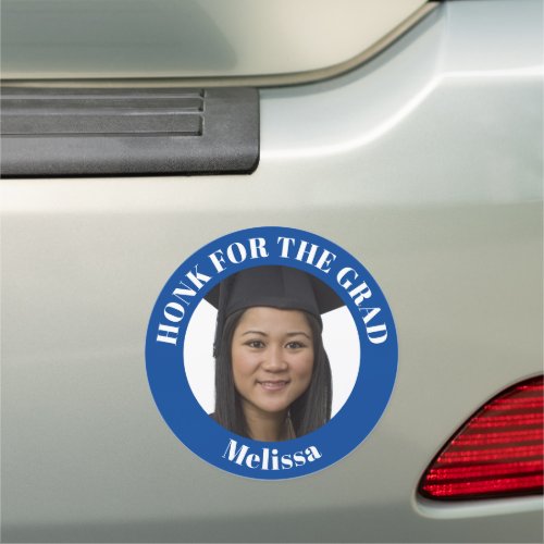 Personalized Photo Blue School Graduation Car Magnet
