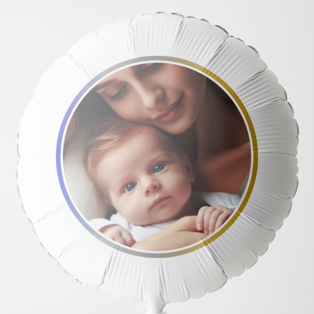 Personalized Photo Blue Silver and Gold  Balloon (Front)