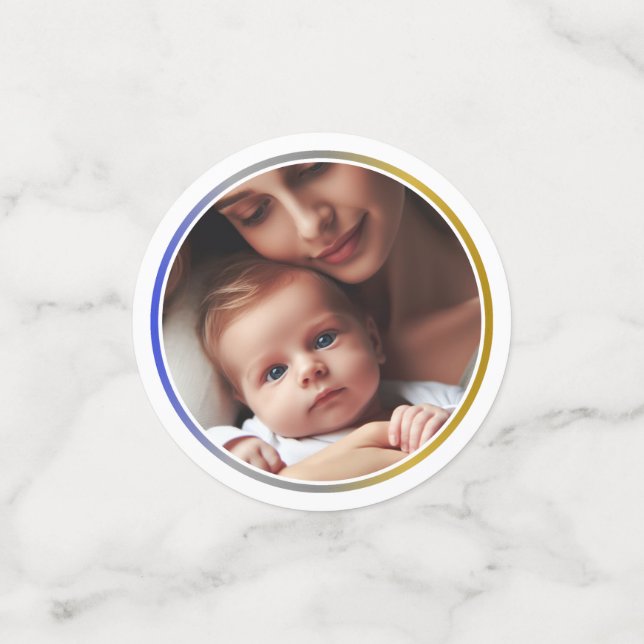 Personalized Photo Blue Silver and Gold Party Confetti (Small Back)