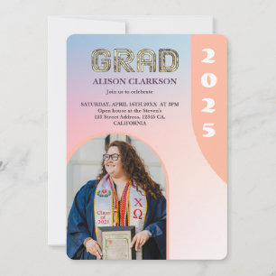 Personalized Photo Bold 2024 Arch Retro Graduation Invitation