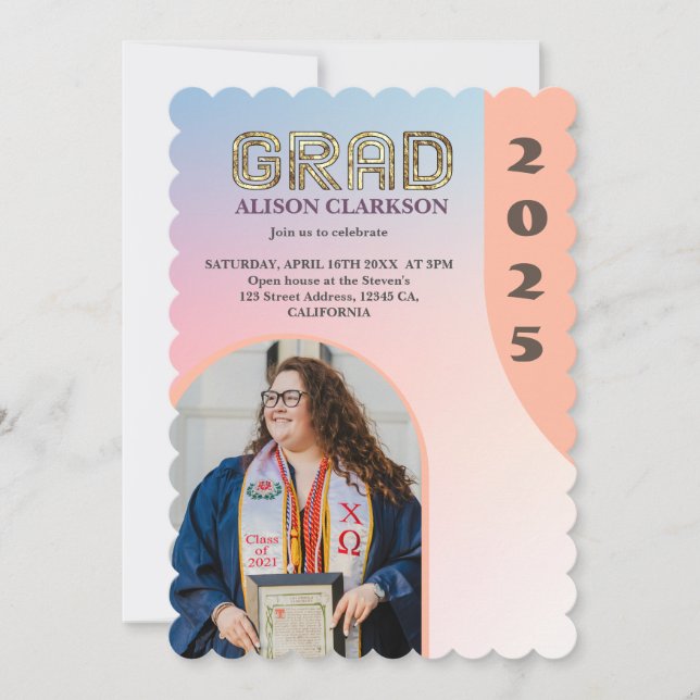 Personalized Photo Bold 2024 Arch Retro Graduation Invitation (Front)