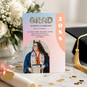 Personalized Photo Bold Arch Retro Graduation Invitation