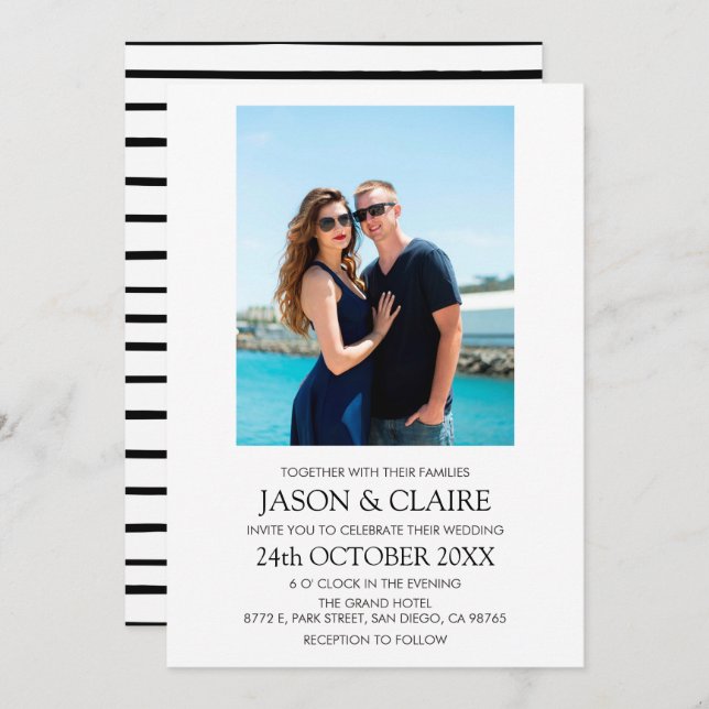 Personalized Photo Bold Typography Simple Wedding Invitation (Front/Back)