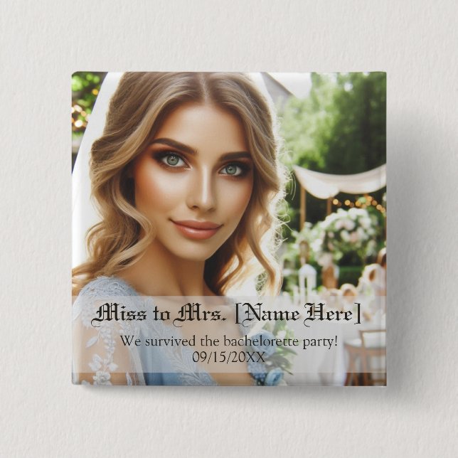 Personalized Photo Bridal Shower Favors Button (Front)